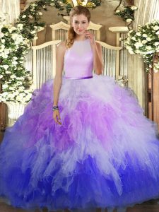 Charming Ruffles Sweet 16 Dresses Multi-color Backless Sleeveless Floor Length