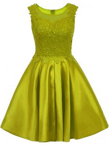 Dynamic Olive Green Sleeveless Mini Length Lace Zipper Bridesmaid Dress