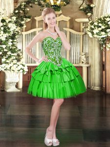 Green Sleeveless Organza Lace Up Custom Made for Prom and Party