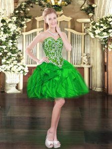 Stylish Green Sleeveless Organza Lace Up for Prom and Party