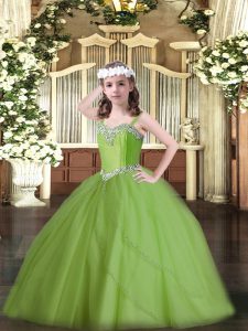 Beautiful Ball Gowns Sleeveless Pageant Dress for Teens Sweep Train Lace Up