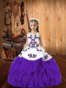 Eggplant Purple Sleeveless Organza Lace Up Pageant Gowns For Girls for Sweet 16 and Quinceanera