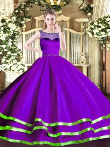 Floor Length Ball Gowns Sleeveless Purple Sweet 16 Quinceanera Dress Zipper