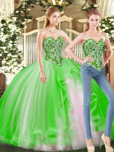 Fancy Floor Length Ball Gowns Sleeveless Quinceanera Dress Lace Up