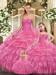 Top Selling Floor Length Rose Pink Vestidos de Quinceanera Sweetheart Sleeveless Lace Up