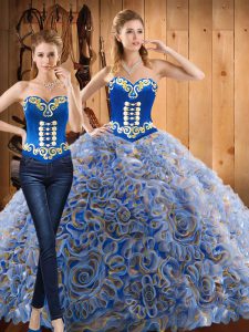 Sophisticated Fabric With Rolling Flowers Long Sleeves With Train Quinceanera Gowns Sweep Train and Embroidery