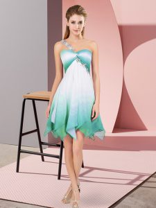 Fading Color One Shoulder Sleeveless Lace Up Beading Homecoming Dress Online in Multi-color