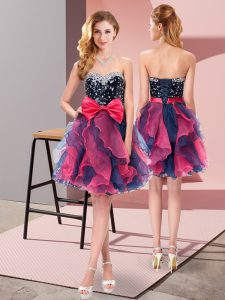 A-line Court Dresses for Sweet 16 Multi-color Sweetheart Organza Sleeveless Mini Length Lace Up