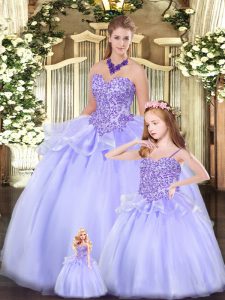 Spectacular Lavender Quinceanera Dresses Military Ball and Sweet 16 and Quinceanera with Beading Sweetheart Sleeveless L