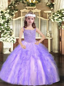 Luxurious Sleeveless Beading and Ruffles Lace Up Glitz Pageant Dress