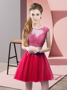 Charming Tulle Sleeveless Mini Length Prom Evening Gown and Appliques