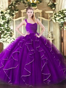 Free and Easy Floor Length Ball Gowns Sleeveless Purple Sweet 16 Dresses Zipper