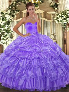 Fitting Lavender Sweetheart Lace Up Beading and Ruffled Layers Sweet 16 Dress Sleeveless