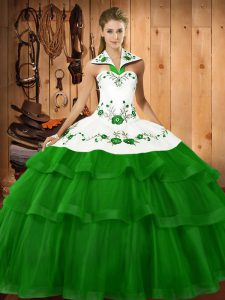 Decent Ball Gowns Sleeveless Green Vestidos de Quinceanera Sweep Train Lace Up