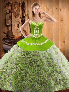 Sophisticated Sleeveless Sweep Train Lace Up With Train Embroidery Quinceanera Dress