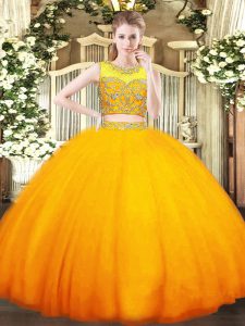 Best Selling Sleeveless Zipper Floor Length Beading Ball Gown Prom Dress