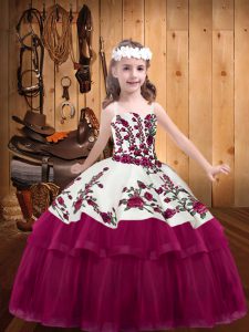 Fuchsia Sleeveless Organza Lace Up Pageant Dress for Party and Sweet 16 and Quinceanera and Wedding Party