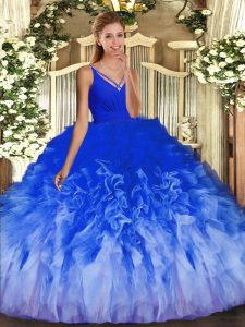 On Sale Sleeveless Backless Floor Length Ruffles Quince Ball Gowns
