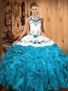Gorgeous Sleeveless Embroidery and Ruffles Lace Up Quinceanera Dresses