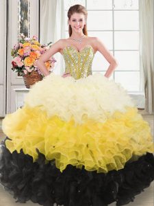 Custom Design Ball Gowns Sweet 16 Dresses Multi-color Sweetheart Organza Sleeveless Zipper
