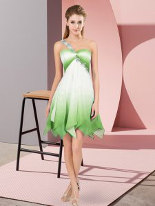 Flirting Multi-color Empire One Shoulder Sleeveless Fading Color Asymmetrical Lace Up Beading Prom Dresses