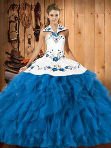 Custom Made Sleeveless Embroidery and Ruffles Lace Up Sweet 16 Quinceanera Dress