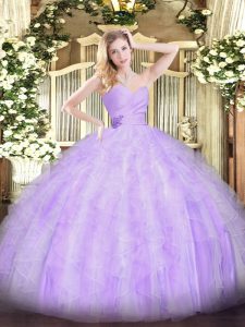 Modern Floor Length Lavender 15 Quinceanera Dress Sweetheart Sleeveless Lace Up