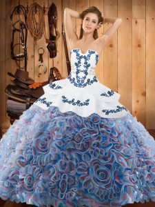 Amazing Sleeveless Sweep Train Lace Up With Train Embroidery Sweet 16 Dresses
