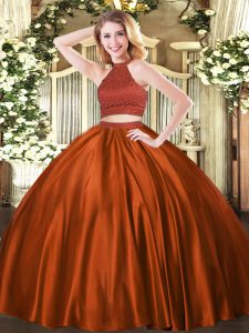Custom Fit Sleeveless Backless Floor Length Beading Sweet 16 Dresses