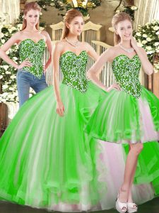 Sleeveless Tulle Lace Up 15 Quinceanera Dress for Military Ball and Sweet 16 and Quinceanera