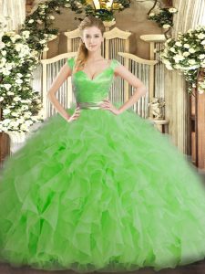 Gorgeous Floor Length Ball Gowns Sleeveless Green Sweet 16 Dress Zipper