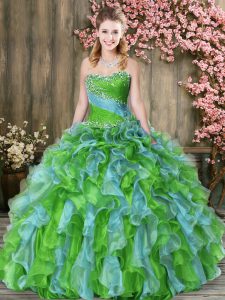 Sweetheart Sleeveless Lace Up Sweet 16 Quinceanera Dress Multi-color Organza