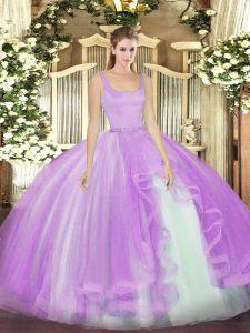 Ball Gowns Quinceanera Dresses Lavender Straps Tulle Sleeveless Floor Length Zipper