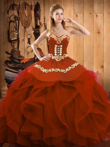 Elegant Organza Sleeveless Floor Length Sweet 16 Quinceanera Dress and Embroidery and Ruffles