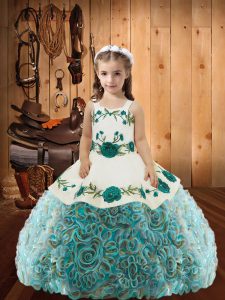 Floor Length Lace Up Girls Pageant Dresses Multi-color for Sweet 16 and Quinceanera with Embroidery and Ruffles