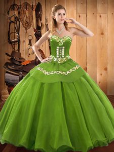 Smart Green Lace Up Quinceanera Dresses Embroidery Sleeveless Floor Length