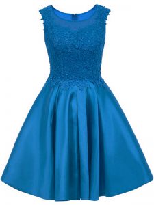 Mini Length Zipper Damas Dress Blue for Prom and Party with Lace