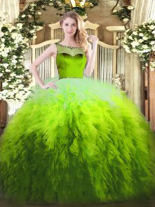 Multi-color Vestidos de Quinceanera Sweet 16 and Quinceanera with Beading and Ruffles Scoop Sleeveless Zipper