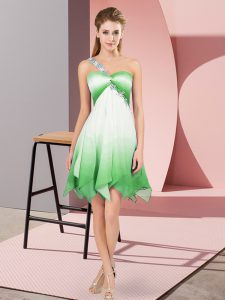 Stylish Multi-color Fading Color Lace Up Prom Dress Sleeveless Asymmetrical Beading