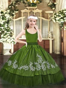 Sleeveless Zipper Floor Length Beading and Appliques Pageant Dresses