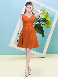 Top Selling Mini Length Orange Red Bridesmaid Dresses Asymmetric Sleeveless Zipper