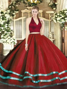 New Style Wine Red Sleeveless Ruffled Layers Floor Length Quinceanera Gown
