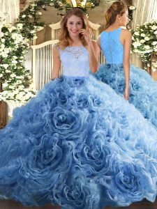 Sexy Baby Blue Zipper Quinceanera Gown Beading and Ruffles Sleeveless Floor Length