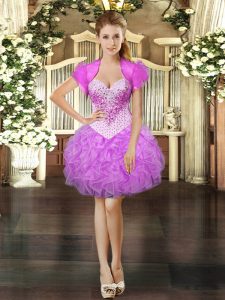 Best Selling Mini Length Ball Gowns Sleeveless Lilac Homecoming Dress Lace Up