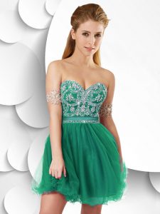 Turquoise Evening Dress Prom and Party with Beading Sweetheart Sleeveless Zipper