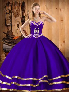 Pretty Purple Sweetheart Lace Up Embroidery Sweet 16 Quinceanera Dress Sleeveless