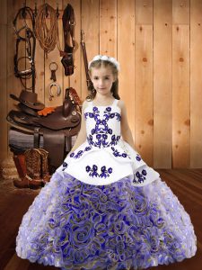 Lovely Multi-color Kids Formal Wear Sweet 16 and Quinceanera with Embroidery and Ruffles Straps Sleeveless Lace Up