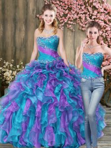 Floor Length Multi-color Quinceanera Dresses Sweetheart Sleeveless Lace Up