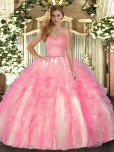Clearance Sweetheart Sleeveless Organza 15th Birthday Dress Ruffles Lace Up