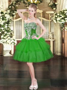 Mini Length Ball Gowns Sleeveless Green Prom Party Dress Lace Up